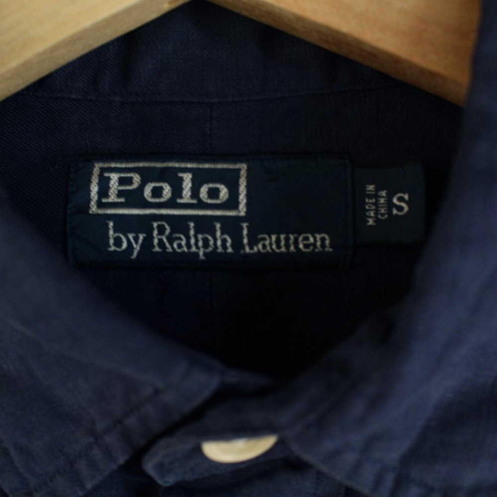 New Polo Ralph Lauren Linen Shirt Sm or XL Navy Weathered Finish Runs Large - Picture 3 of 3